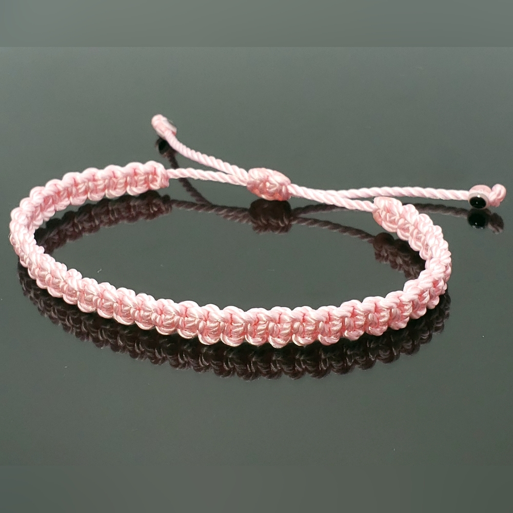 Pink string evil eye protection wristband, good luck bracelet, evil eye charm